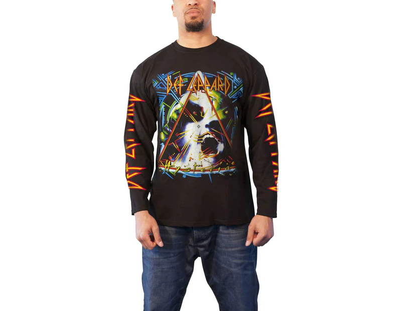 Def Leppard T Shirt Hysteria Band Logo  Official Mens  Long Sleeve - Black