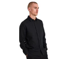 Mr Simple Men's Linen Long Sleeve Shirt - Black