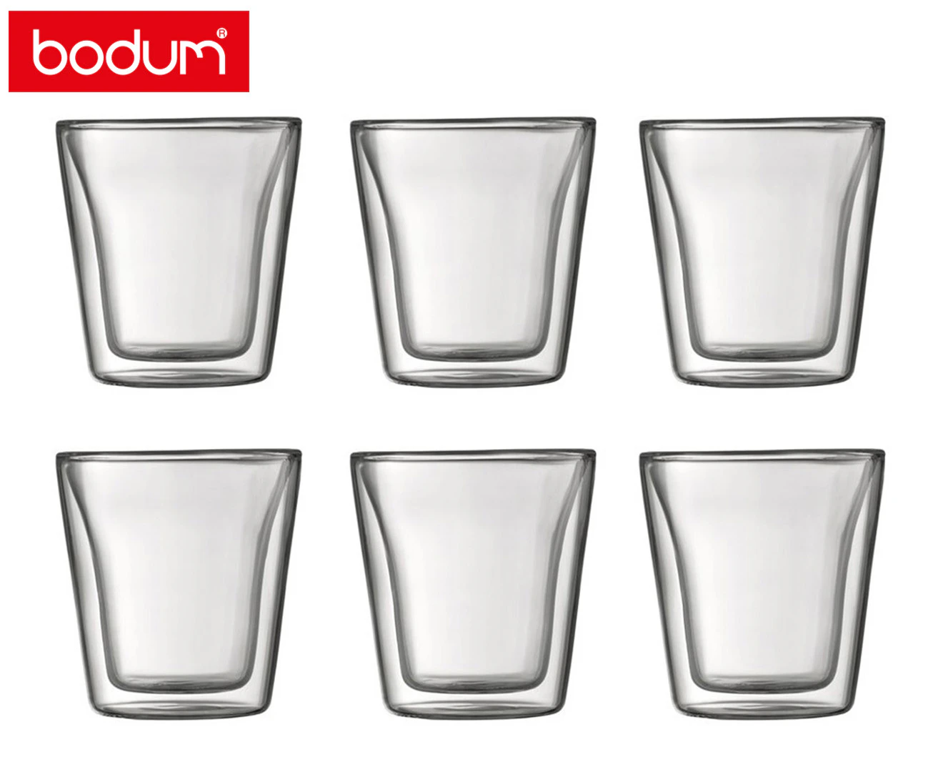 Bodum 10108-10-12  Canteen Double Wall, Small 0.1L - 6pc Glass Set Clear