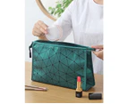 Cosmetic Purse for Women Travel Toiletry Bag PU Handbag Makeup Organizer-Green