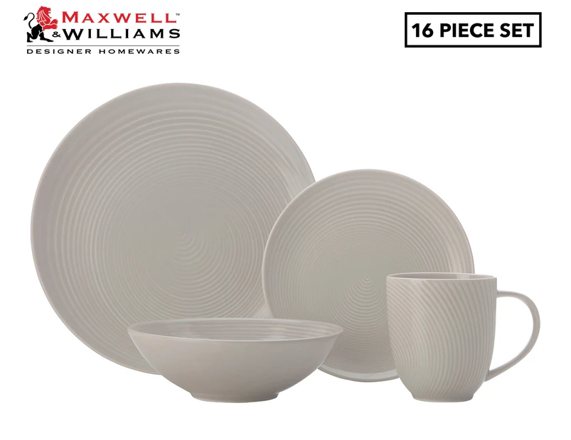 Maxwell & Williams 16-Piece Swirl Dinner Set - Grey