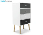 HelloFurniture Iverson Side Cabinet w/ 4 Drawers - Grey/White/Natural