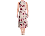 Lauren Ralph Lauren Womens Petites Carana  Gathered Floral Print Midi Dress