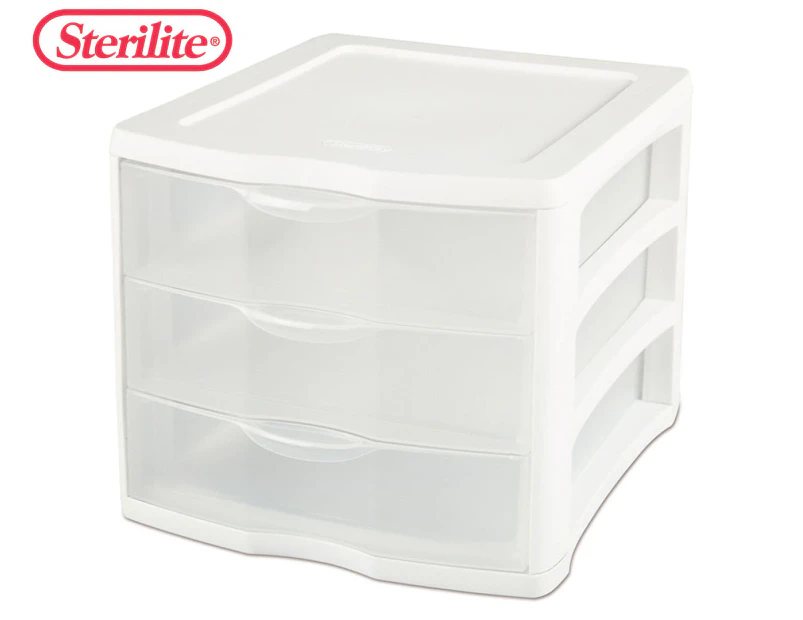 Sterilite 3-Drawer Clear View Organiser Unit - White