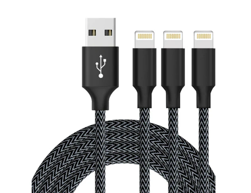 WIWU 1M 2M 3M 5Packs iPhone Cable Nylon Braided Phone Cable Fast Charger Lightening Cord (Blackgrey)