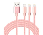 WIWU 1M 2M 3M 5Packs iPhone Cable Nylon Braided Phone Cable Fast Charger Lightening Cord (Pink)
