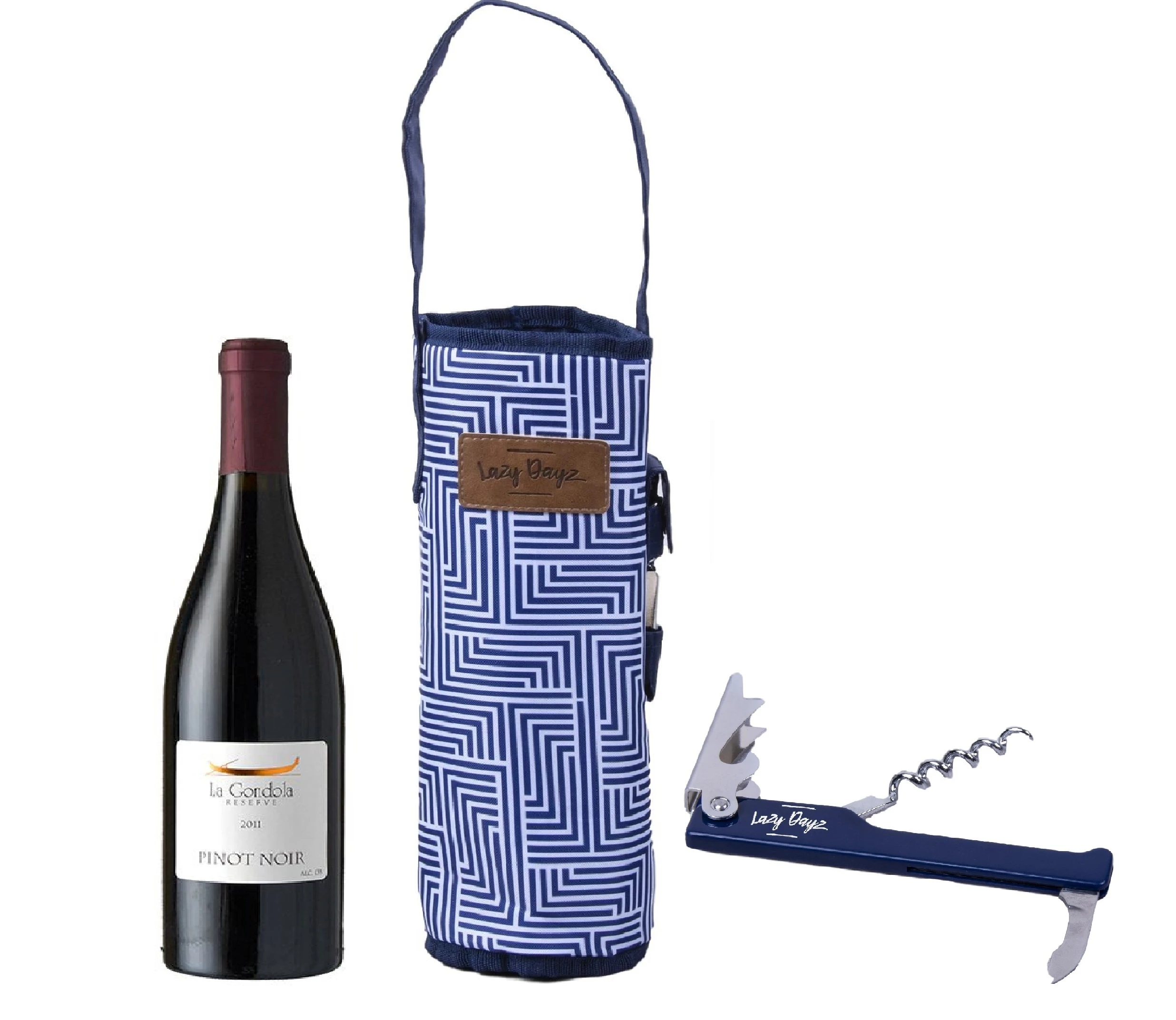 Wine Cooler Bag Bottle Drink Carrier Insulated Tote Bag Travel Picnic w/Strap & Wine Opener Included Reusable Lightweight Attractive Design Makena