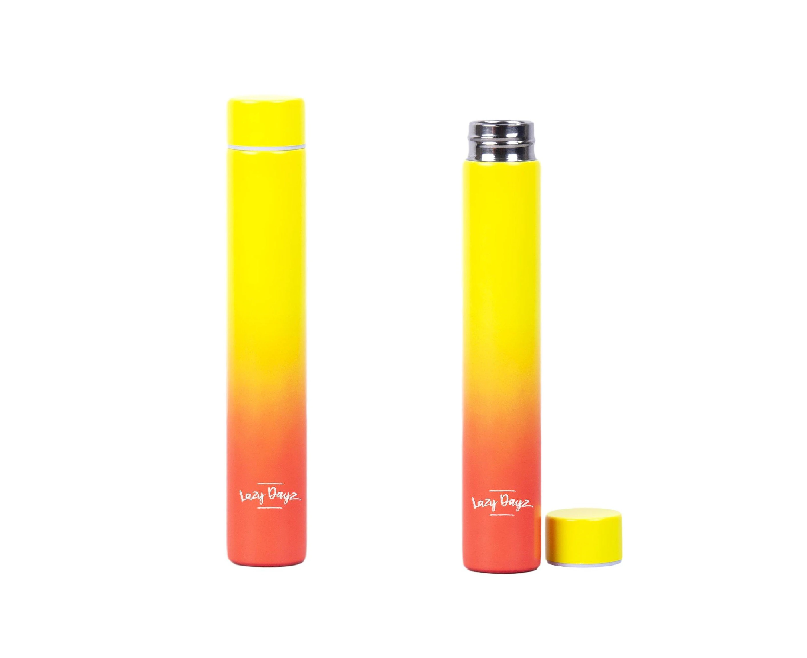 300ml Slimline Double Walled Drink Bottle Stainless Steel Sport Gym Cycling Beach Sport Summer Gift Insulated BPA Free Hot Cold 12 Hours Yellow Peach Ombre