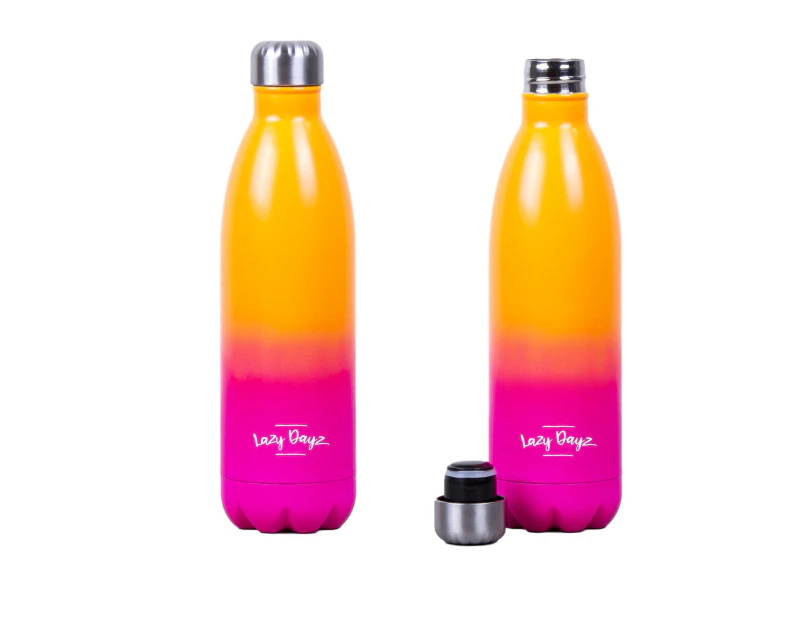 1L Jumbo Stainless Steel Water Drink Bottle Insulated Double Walled Hot/Cold Cycling Gym Outdoor (Orange Pink Ombre)