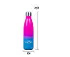 500ml Double Walled Insulated Stainless Steel Water Drink Sport Carry Bottle Gym Outdoor Gym Cycling Gift BPA Free Hot Cold 12 Hours  Pink Blue Ombre