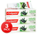 3 x Colgate Toothpaste Natures Extract Pure Clean Charcoal & Mint 100g
