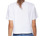 Calvin Klein Jeans Women's Monogram Embroidery Cropped Tee / T-Shirt / Tshirt - White