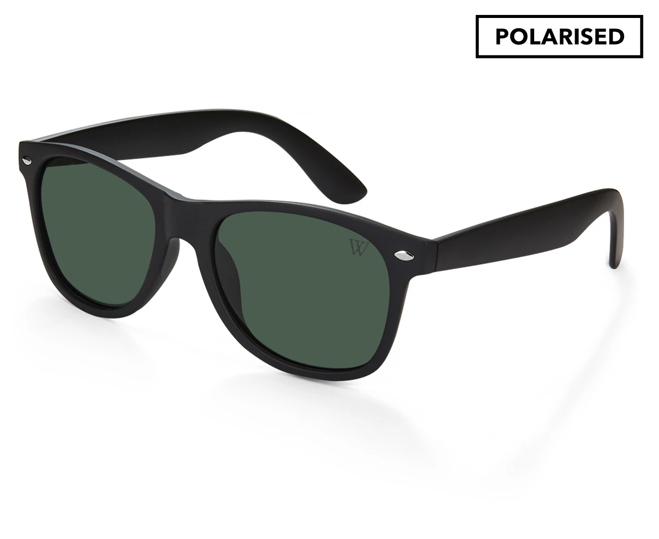 Winstonne Women's Roman Polarised Sunglasses - Matte Black/Green