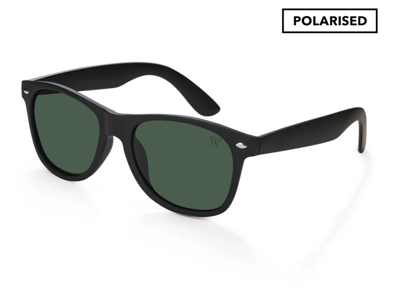 Winstonne Women's Roman Polarised Sunglasses - Matte Black/Green