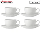 Set of 4 Maxwell & Williams White Basics Coupe Demi Cup & Saucer Set