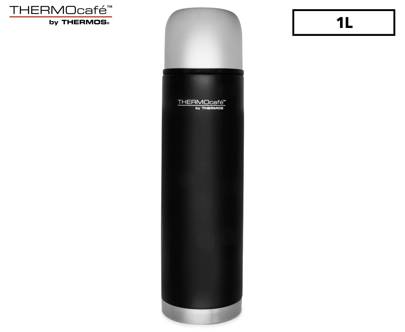 THERMOcafe 1L Stainless Steel Vacuum Insulated Slimline Flask - Black