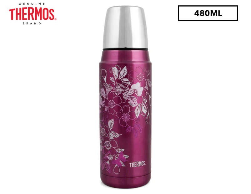 Thermos Vacuum 480mL Flask - Floral Magenta