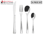 Maxwell & Williams 16-Piece Wayland Hammered Cutlery Set - Silver