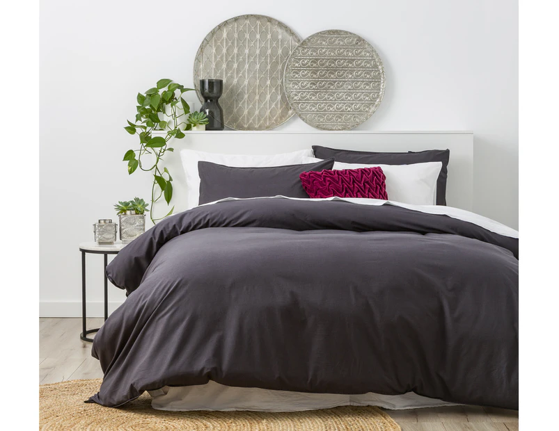 In2linen Stone Wash Quilt Cover Set | Charcoal|   RANGE