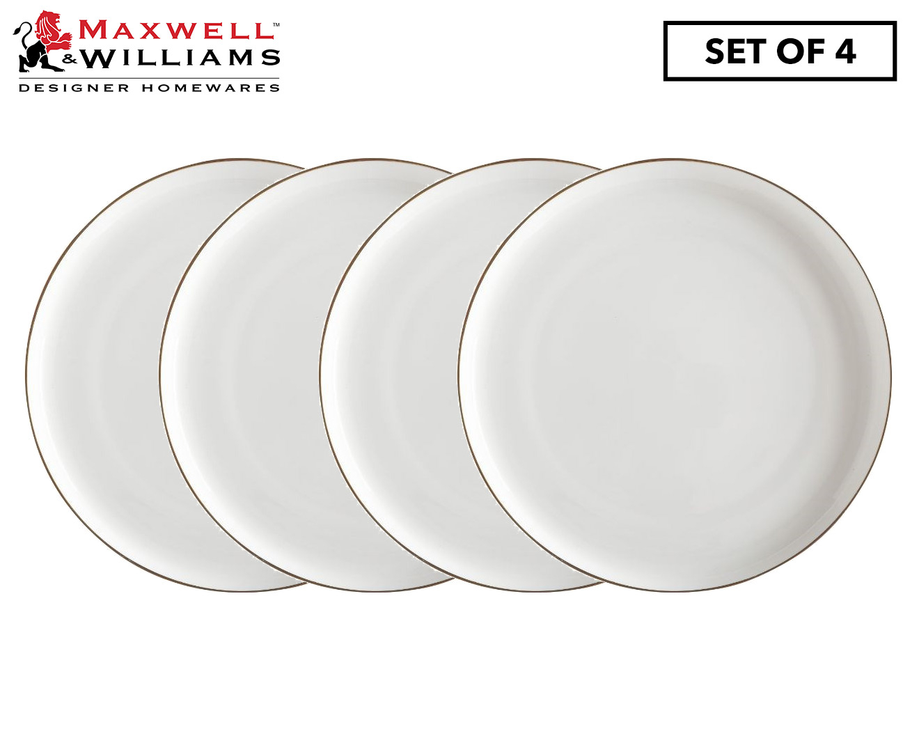 Set of 4 Maxwell & Williams 26.5cm Cashmere Luxe High Rim Plates