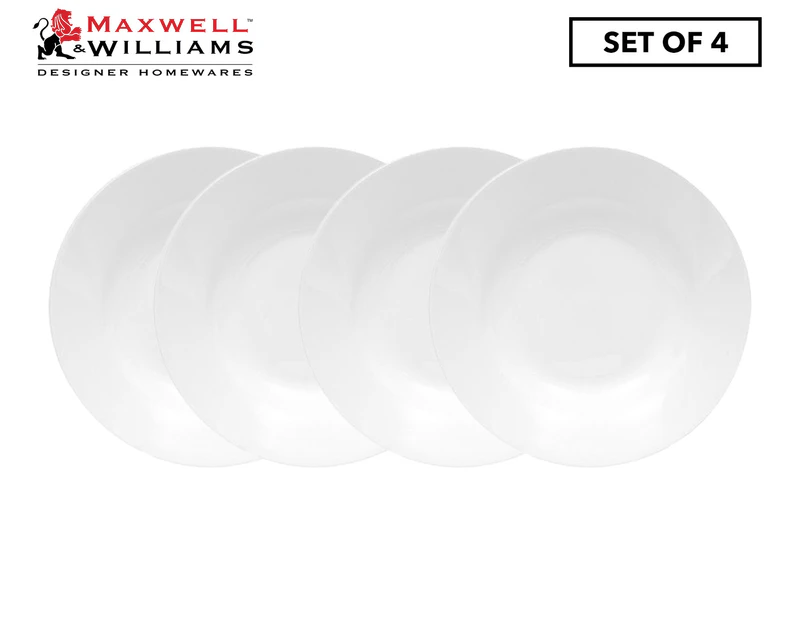Set of 4 Maxwell & Williams 23cm Cashmere Rim Entree Plates - White