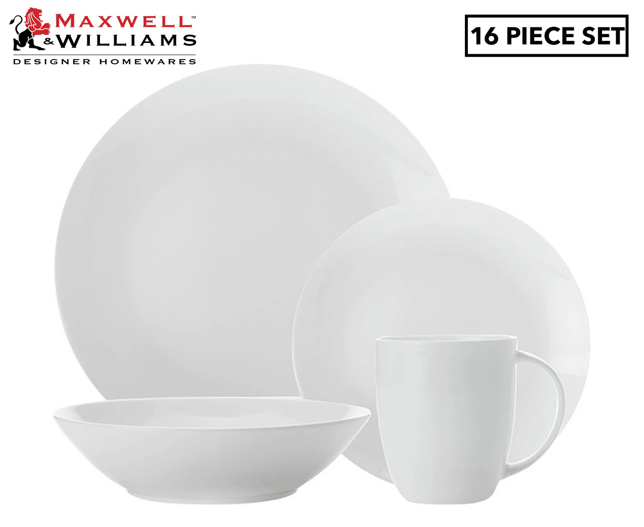 Maxwell & Williams 16-Piece Cashmere Resort Coupe Dinner Set - White