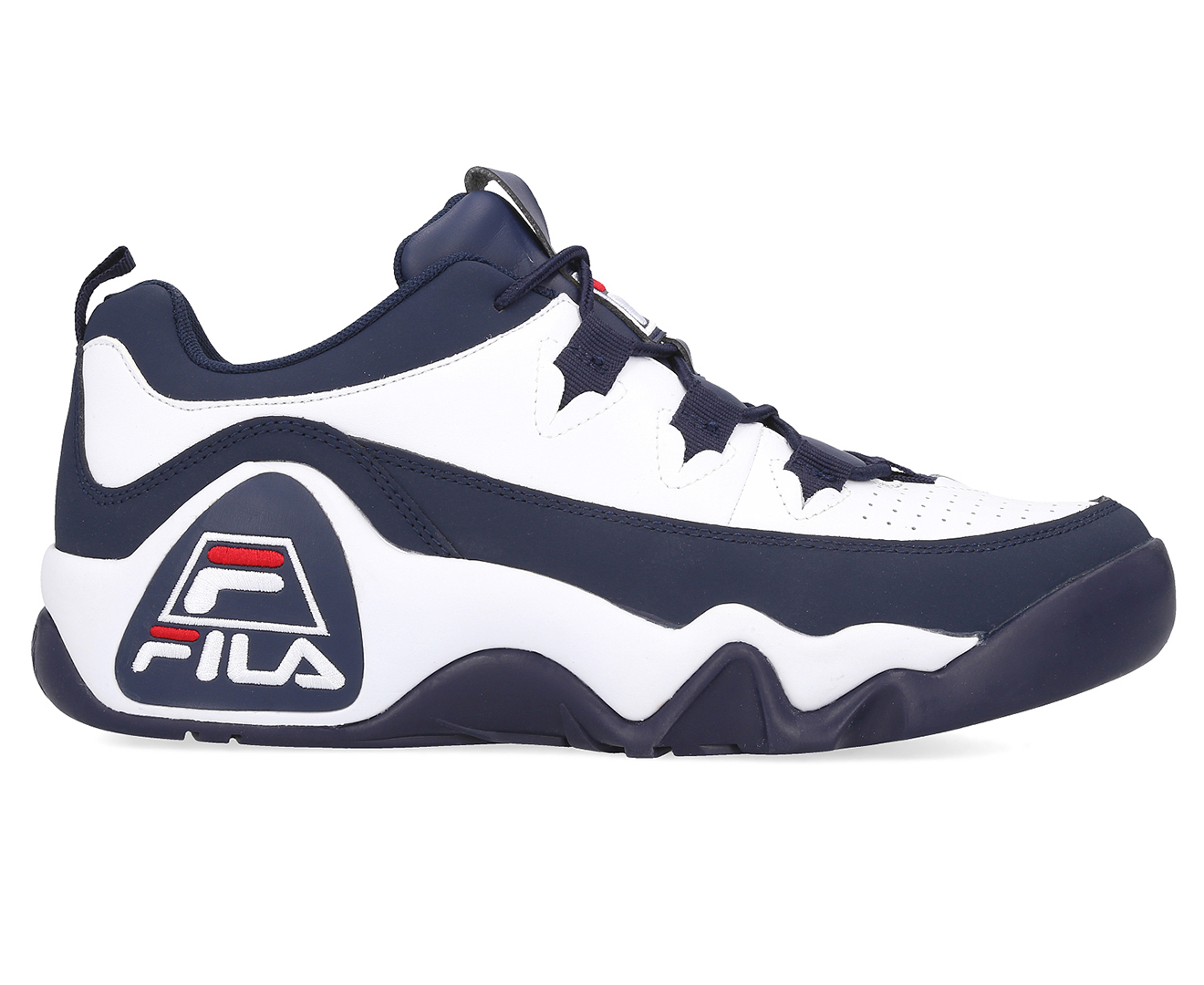 Fila Men's Grant Hill 1 Low-Top Basketball Sneakers - White/Navy/Red