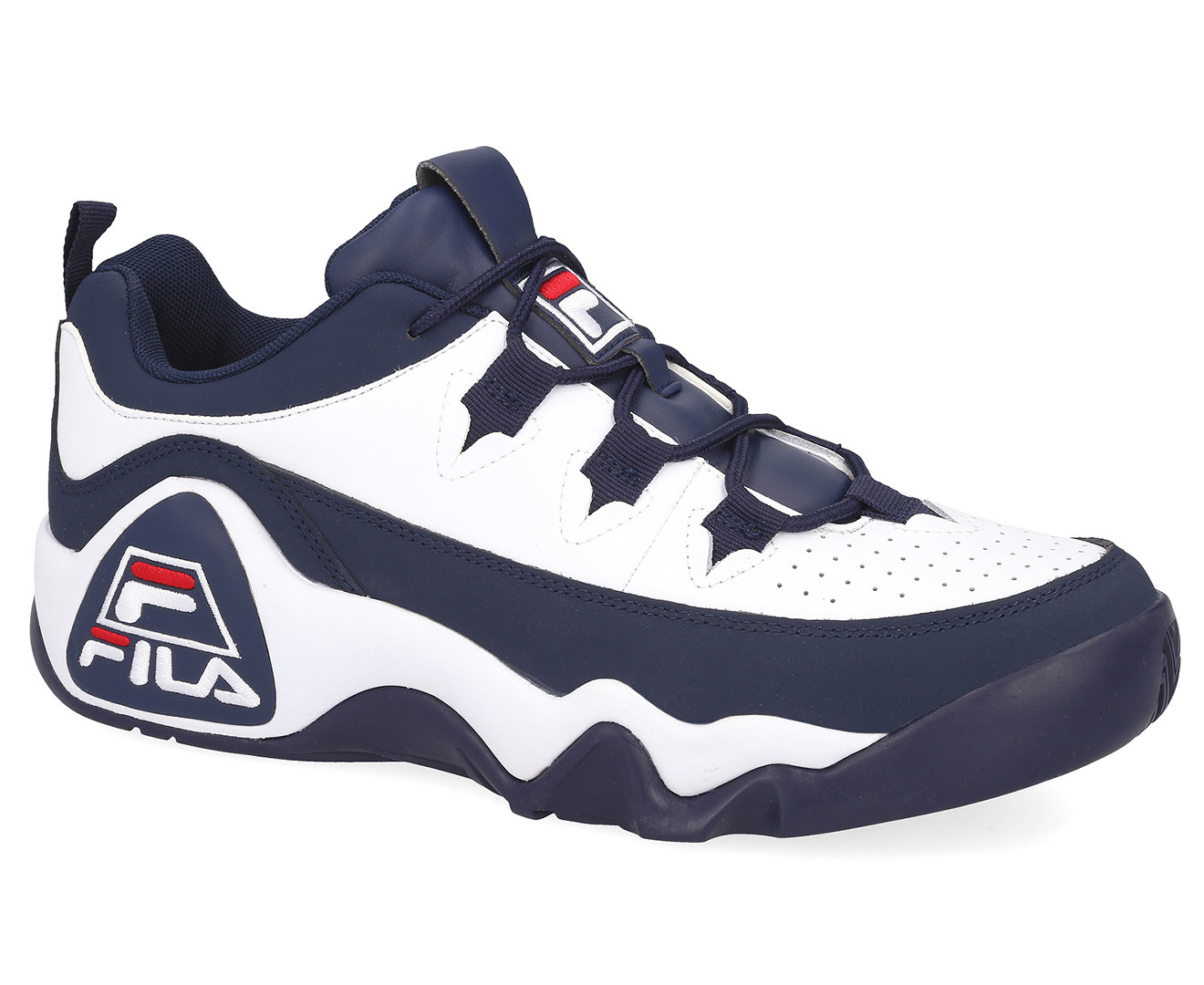 Fila Men's Grant Hill 1 Low-Top Basketball Sneakers - White/Navy/Red
