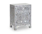 Zohi Interiors Mother of Pearl Inlay Bedside Cabinet in Grey