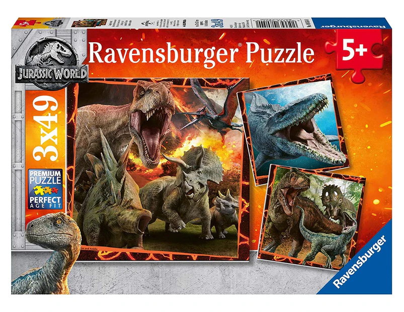 Ravensburger Jurassic World - Fallen Kingdom, 3x 49 Piece Jigsaw Puzzles