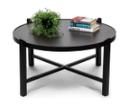 Large Coffee Table Wrought Iron Engraved Steel Top - Copper Black