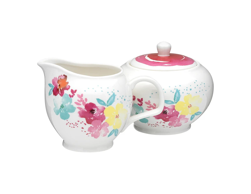 Symphony Summer Bloom Sugar & Creamer Porcelain In Multicolour Porcelain