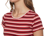 All About Eve Women's Faith Tee / T-Shirt / Tshirt - Red Stripe