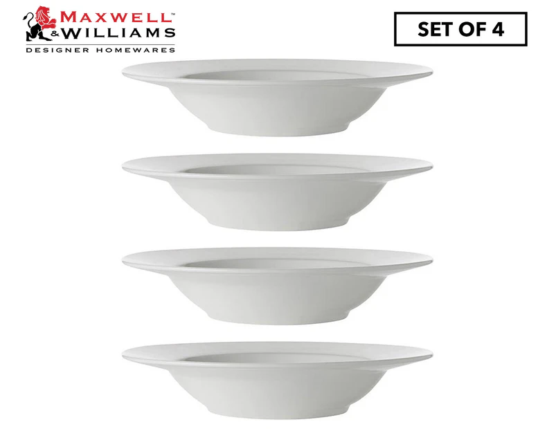 Set of 4 Maxwell & Williams 23cm White Basics Rim Soup Bowl