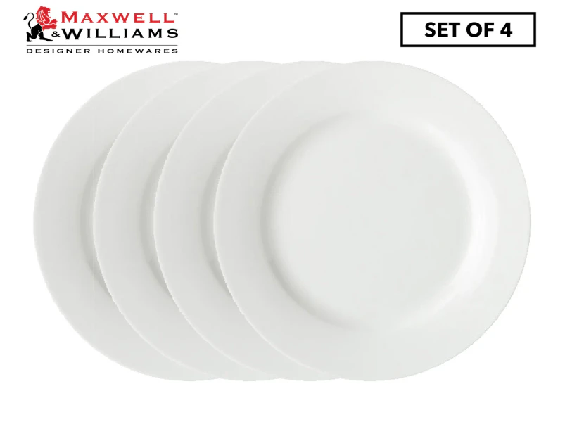 Set of 4 Maxwell & Williams 23cm White Basics Rim Entrée Plate