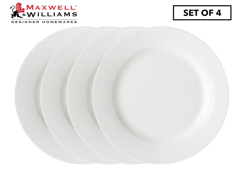 Set of 4 Maxwell & Williams 27.5cm White Basics Rim Dinner Plate