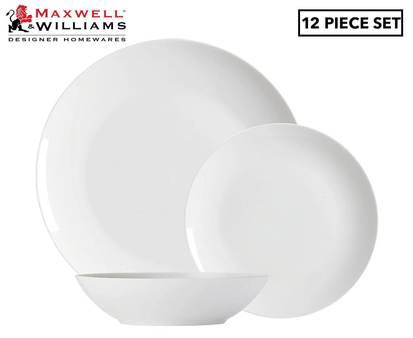 Maxwell & Williams 12-Piece Cashmere Resort Coupe Dinner Set - White