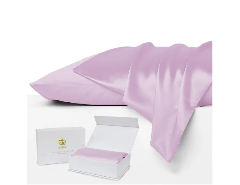 Luxor Crown Set of 2 Mulberry Silk Pillowcases LILAC