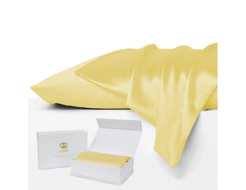 Luxor Crown Set of 2 Mulberry Silk Pillowcases CHAMPAGNE