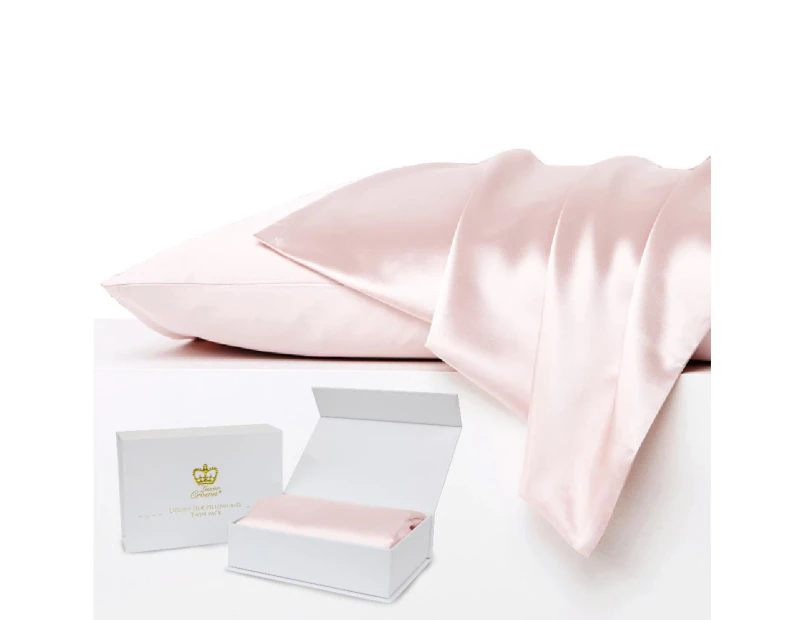 Luxor Crown Set of 2 Mulberry Silk Pillowcases BLUSH