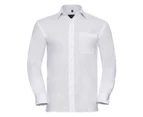Russell Mens Long Sleeve Pure Cotton Work Shirt (White) - BC2735