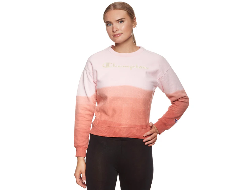 Champion Life Women's Dip Dye Reverse Weave Crew Sweatshirt - Tonal Picante Pink