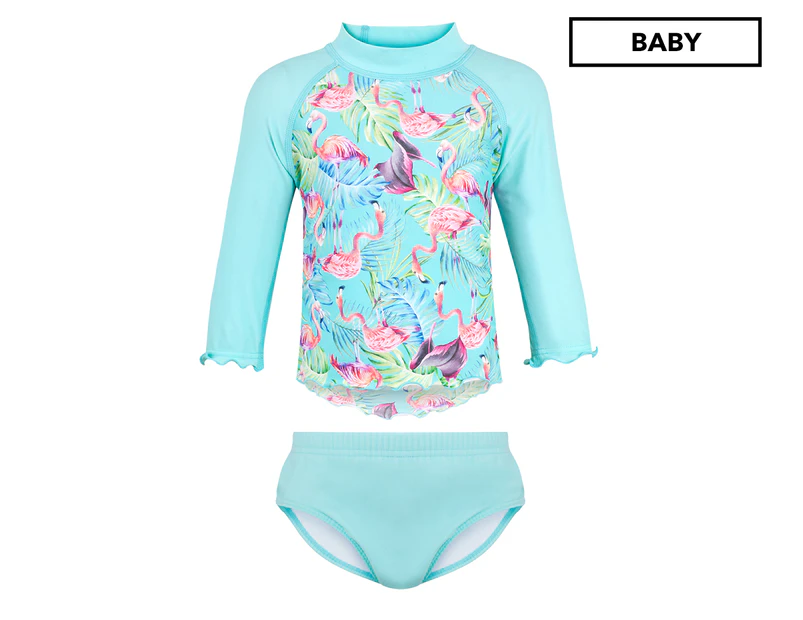 Escargot Baby Girls' Flamingo Forest Baby Suntop & Aqua Nappy Set - Blue/Multi