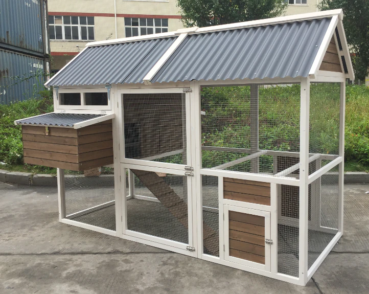 XXL Superior Farmhouse Chicken Coop with PVC Roof 240x172x168cm