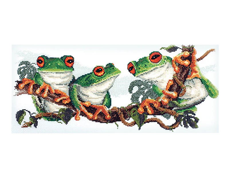 Country Threads Green Frogs Cross Stitch Kit