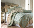 French Country Patchwork Bed Quilt LYON TEAL KING 230x250cm Coverlet