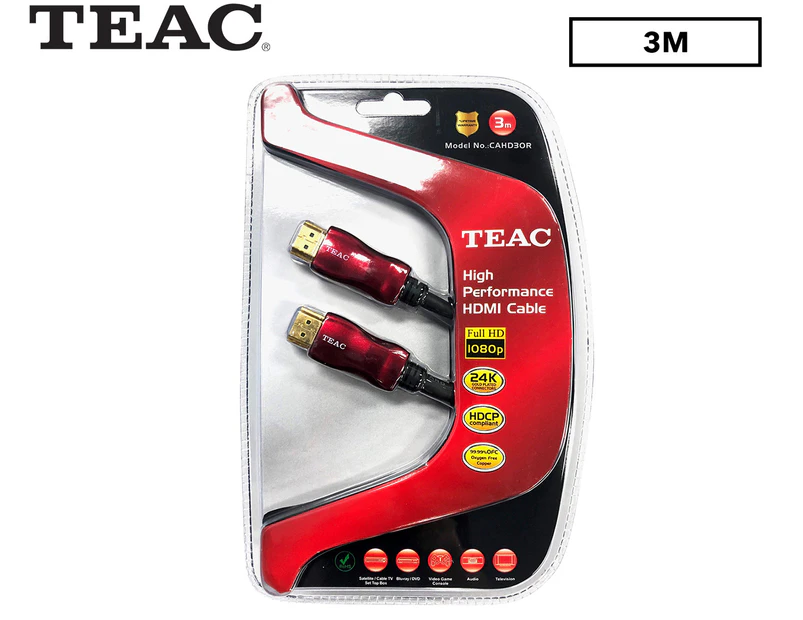TEAC 3m High Performance HDMI Cable Red Series