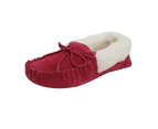 Eastern Counties Leather Womens Soft Sole Wool Lined Moccasins (Crimson) - EL230