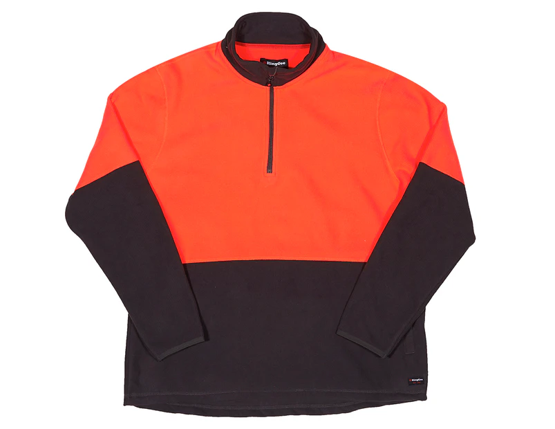 KingGee Men's 1/4 Zip Fleece Spliced Hi-Vis Jacket - Orange/Navy