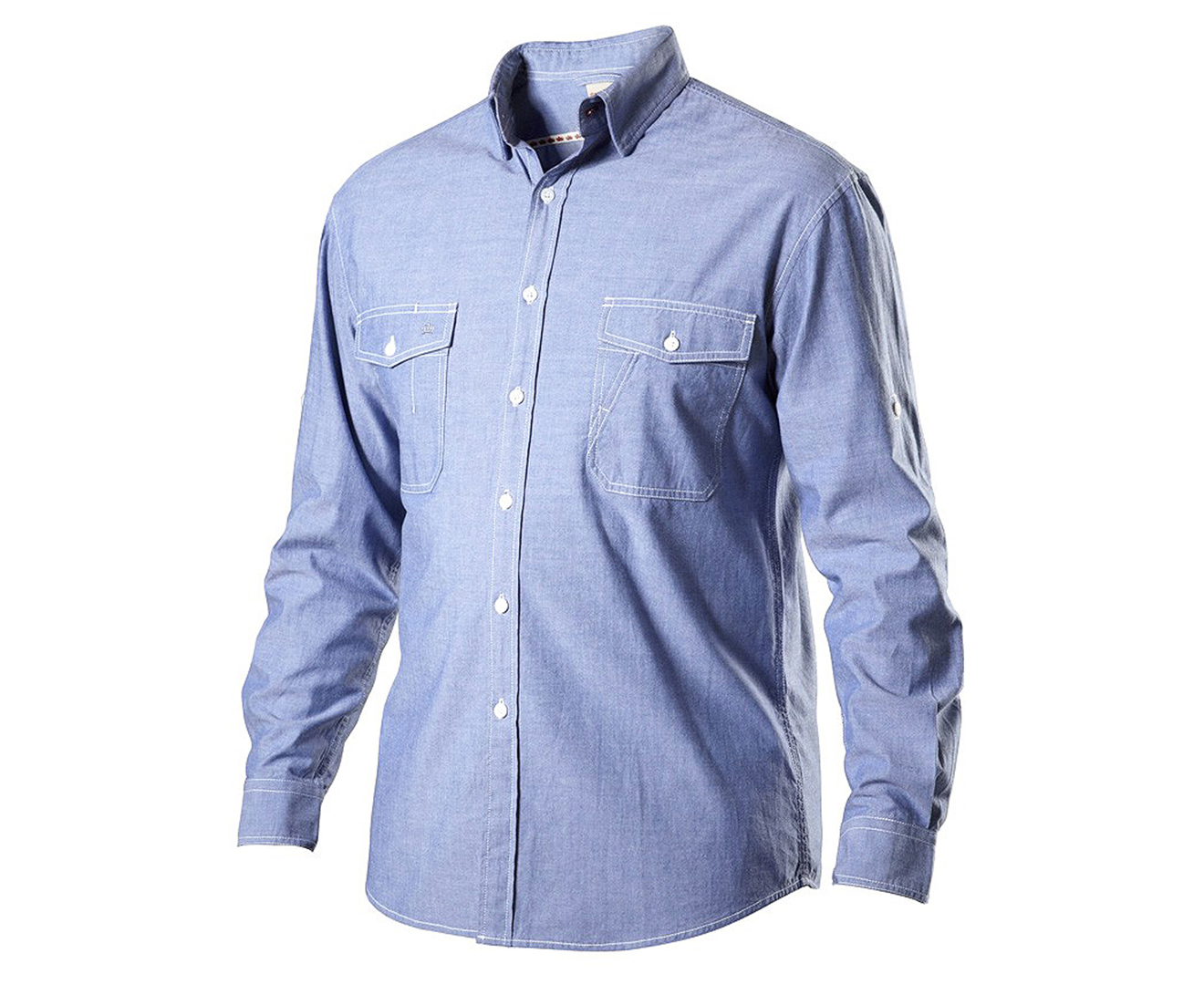 KingGee Men's Smart Casuals Long Sleeve Chambray Shirt - Blue | Catch.co.nz